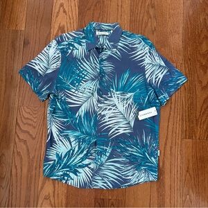 Cubavera Men's Linen Blend Palm Tree Print Short Sleeved Shirt NWT Size Medium